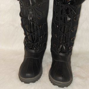 WEATHERPROOF BLACK LEATHER AND SUEDE KNEE HIGH BOOTS SIZE 11 MEDIUM